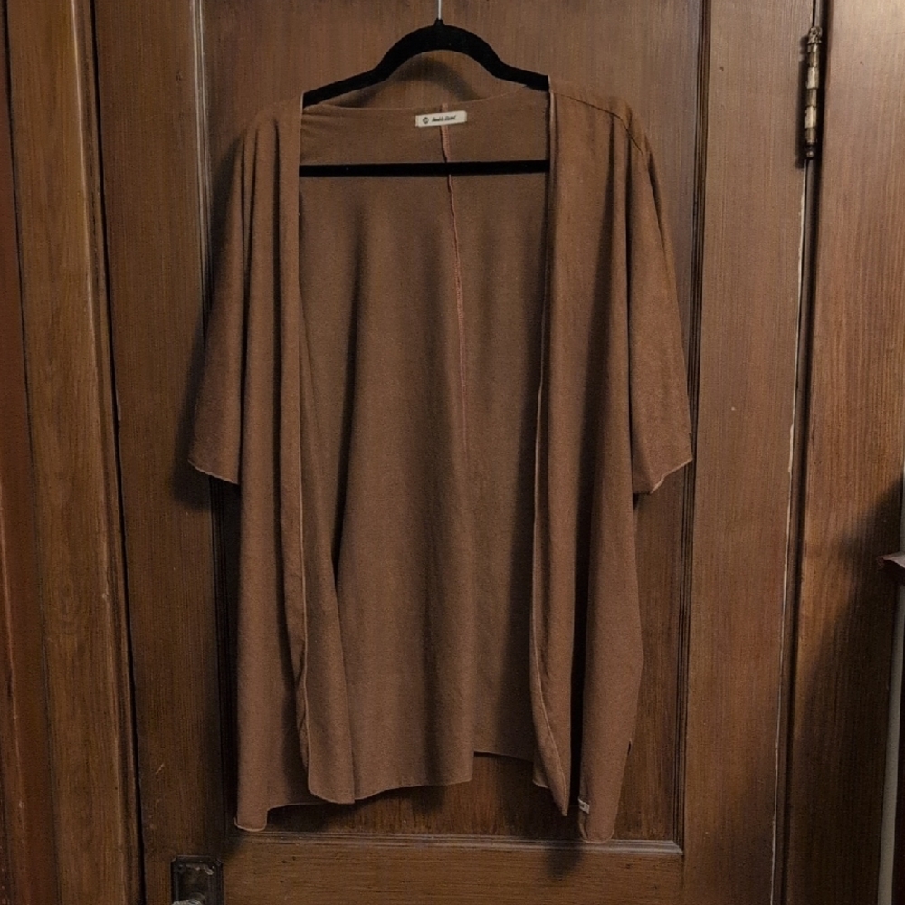 Brown Suede Draped Cardigan